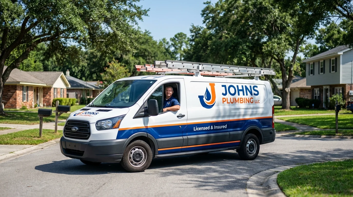 Johns Plumbing LLC service van in Fairchance, PA