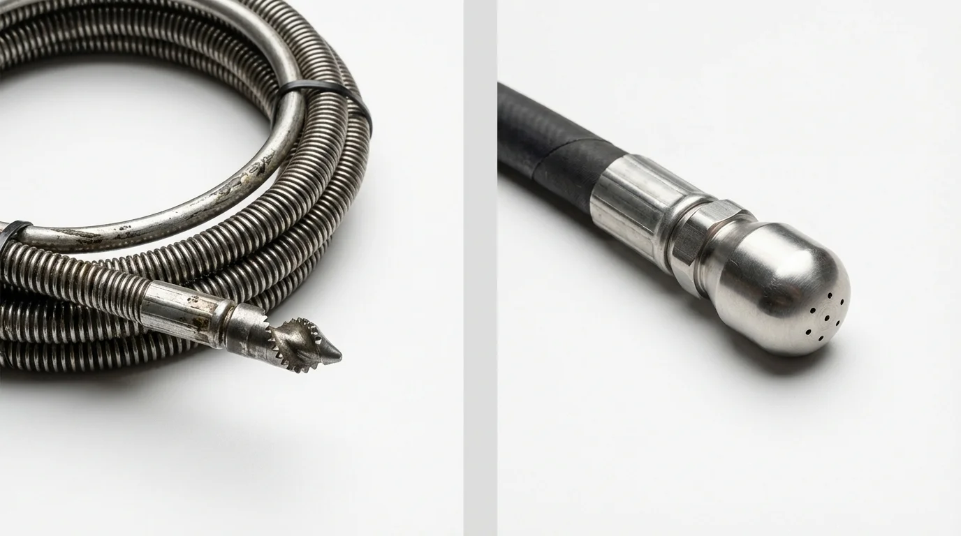 Drain snake cable and hydro jetting nozzle used for drain cleaning in Fairchance, PA