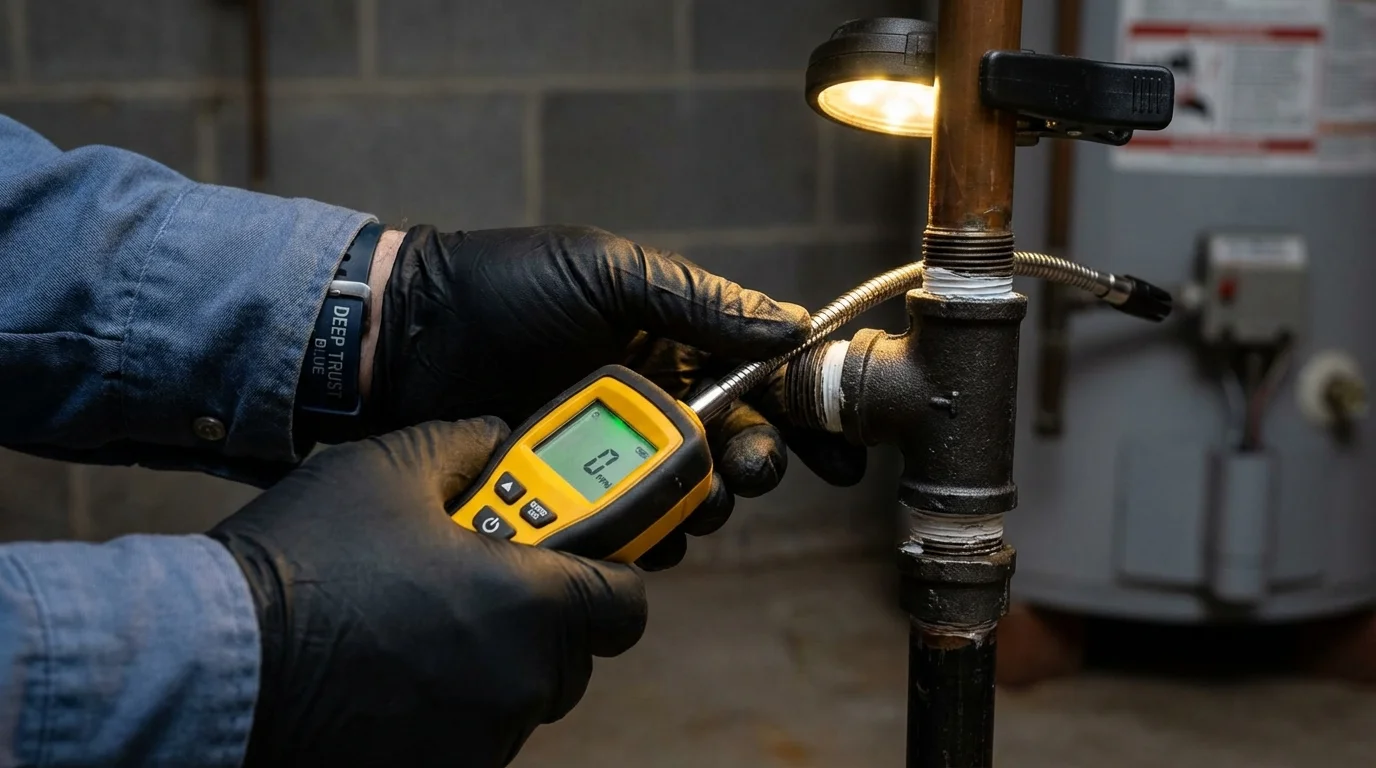 Gas leak detection with electronic sniffer by Johns Plumbing LLC in Fairchance