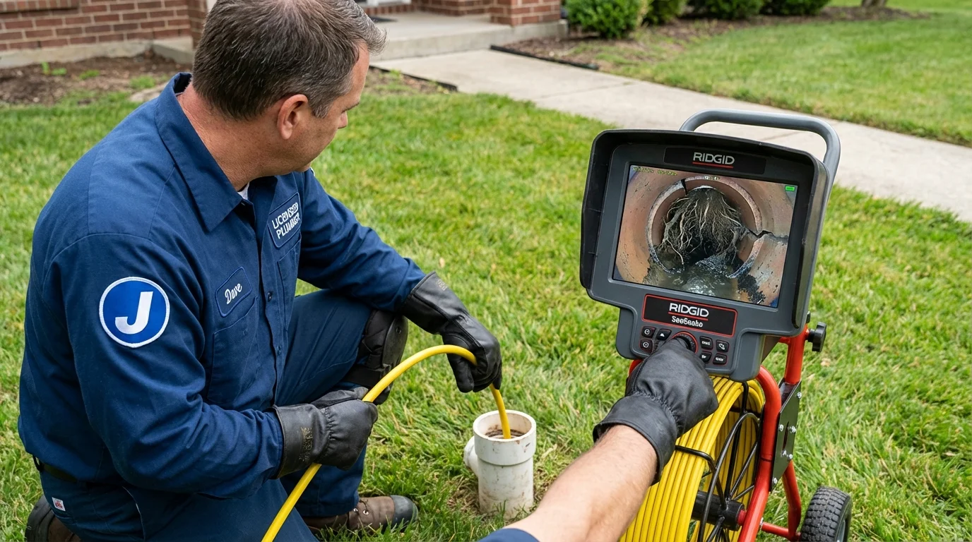 Sewer camera inspection being performed by Johns Plumbing LLC in Fairchance
